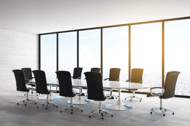 istock Bright concrete meeting room 1179458462