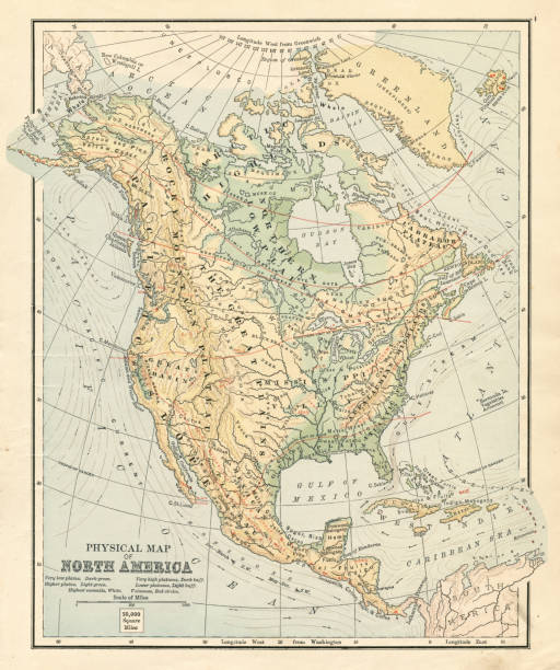 карта северной америки 1881 - montana map usa old stock illustrations
