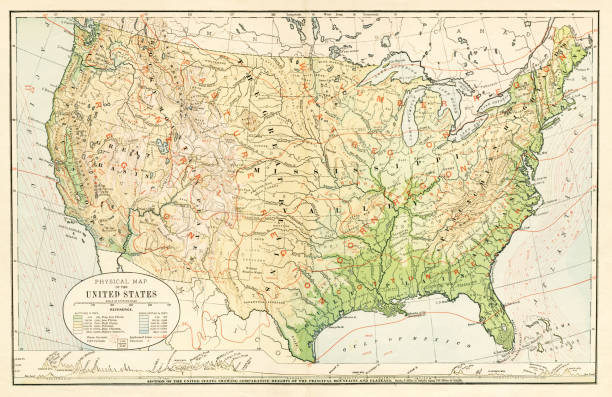 ilustraciones, imágenes clip art, dibujos animados e iconos de stock de mapa américa del norte 1881 - montana map usa old