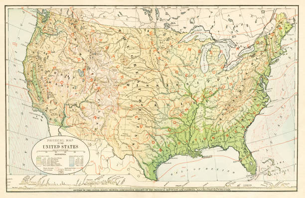 illustrazioni stock, clip art, cartoni animati e icone di tendenza di mappa nord america 1881 - montana map old cartography