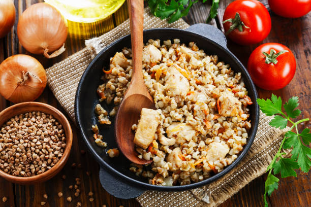 istock Buckwheat porridge with meat 1179464739