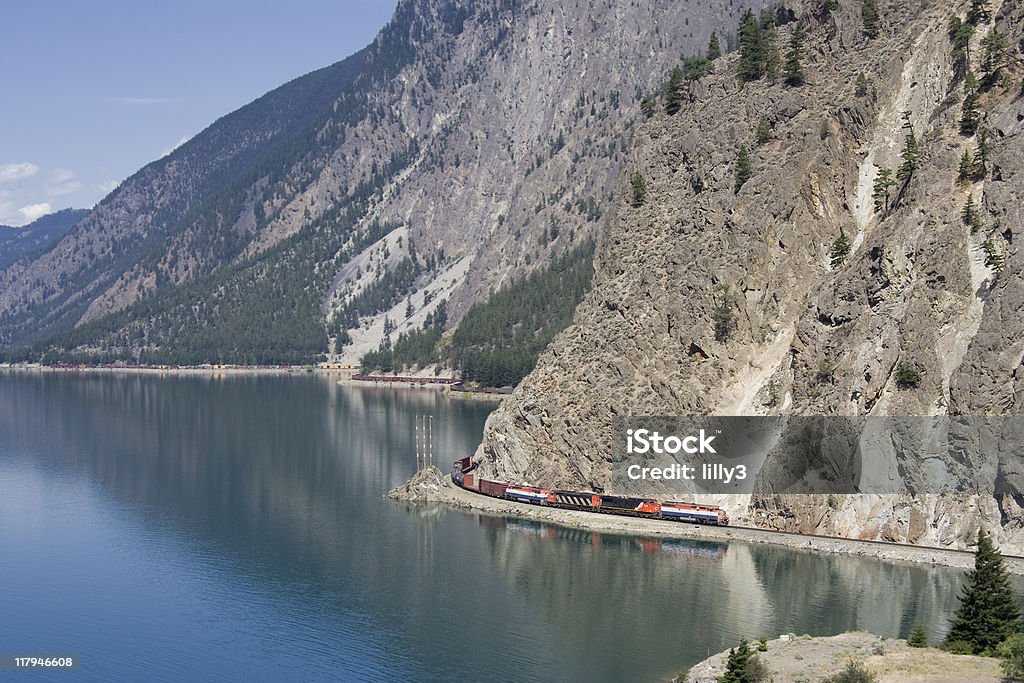 Long Freight Train  Cariboo Mountains Stock Photo