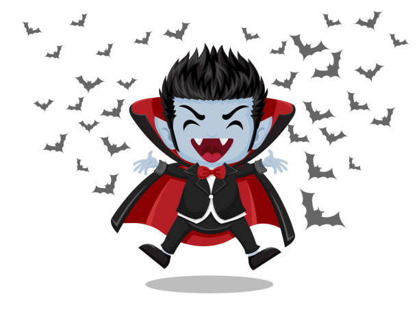 istock Halloween Cartoon. Dracula Vampire and flying bats isolated on white background . Vector illustration 1179476507