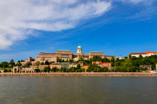 der panoramablick auf die burg buda und das schlossviertel - budapest - nobility royal palace of buda budapest palace stock-fotos und bilder