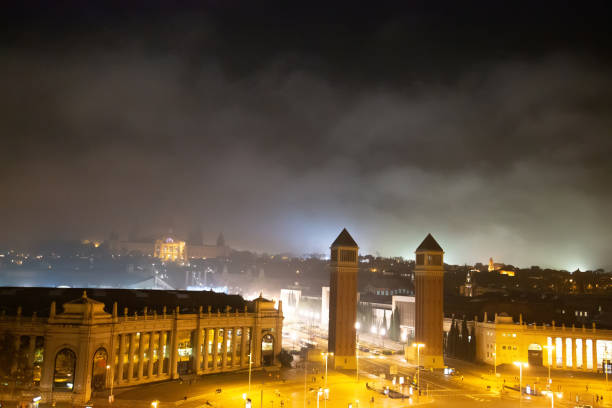 バルセロナ プラザ デ エスパーナ (スペイン 広場) パノラマビュー - plaza de espana barcelona street catalonia ストックフォトと画像