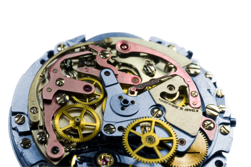 close-up of the internal mechanism of a wrist watch