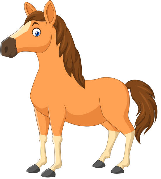 ilustraciones, imágenes clip art, dibujos animados e iconos de stock de caballo marrón de dibujos animados aislado sobre fondo blanco - adulador