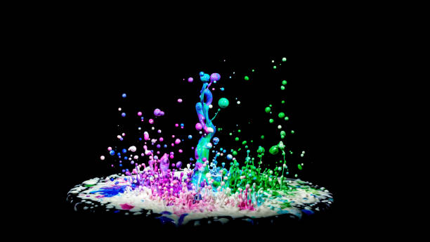 istock Colorful paint splashing on audio speaker isolated on black background 1179486167