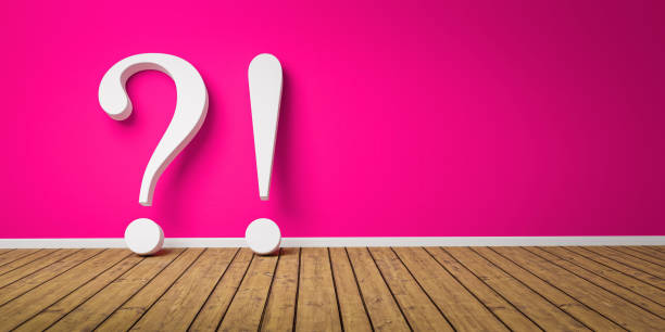 istock 3D White Exclamation and Question Mark at pink concrete grunge Wall - FAQ Concept - 3D rendering - Illustration 1179486168