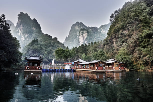Baefong Lake Zhangjiajie Zhangjiajie, Asia, Autumn, China - East Asia, Fog zhangjiajie stock pictures, royalty-free photos & images