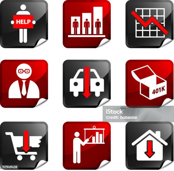 Economic Recession And Depression Internet Royalty Free Vector Icon Set Stock Illustration - Download Image Now