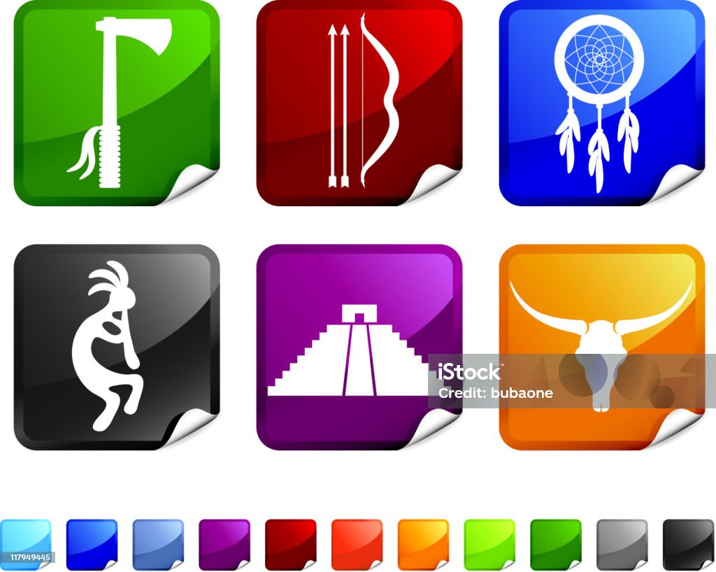 Native American royalty free vector icon set stickers  Kokopelli stock vector