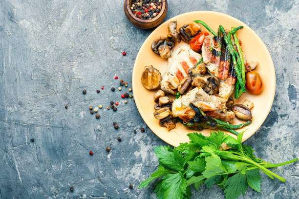 istock Grilled meat with mushrooms 1179503601