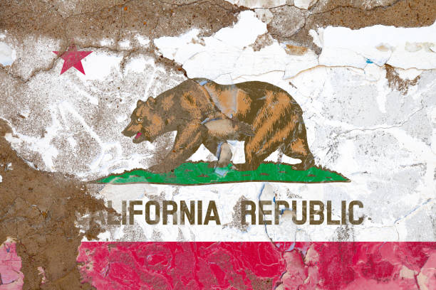 istock California grunge, damaged, scratch, old style state flag on wall. 1179503808