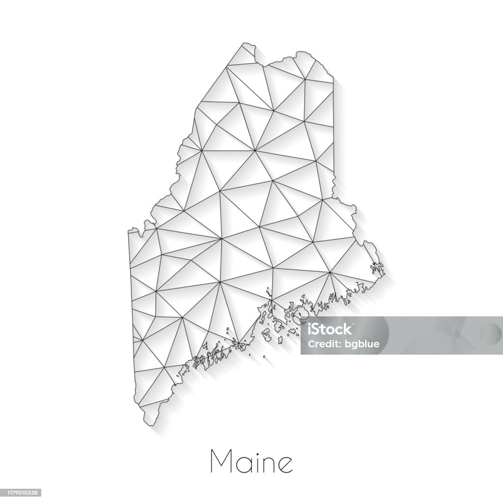 Me Line Map Maine Map Connection Network Mesh On White Background Stock ...