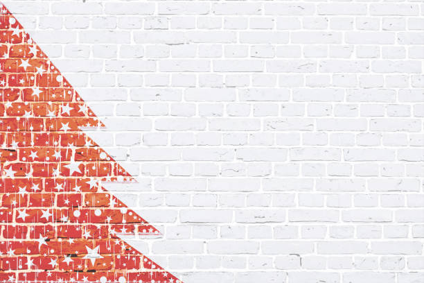 illustrations, cliparts, dessins animés et icônes de illustration de vecteur d'un arbre de noel coloré rouge créateur au-dessus du fond blanc de mur de brique de mas. - christmas grunge
