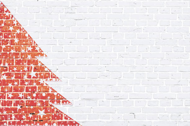 illustrazioni stock, clip art, cartoni animati e icone di tendenza di illustrazione vettoriale di un albero di natale creativo di colore rosso su sfondo natale a parete di mattoni bianchi. - brick wall backgrounds red textured