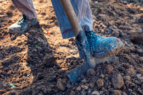 istock Man digging over loosening soil with a spade 1179511755