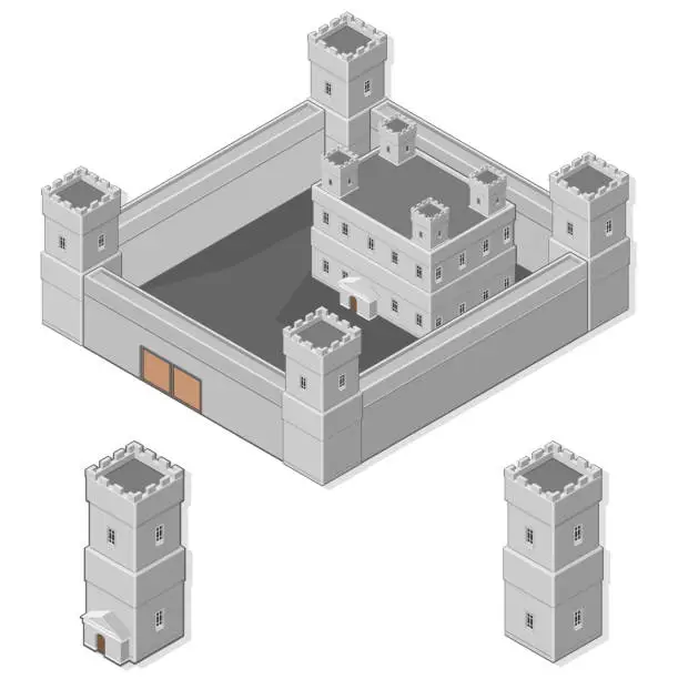 Vector illustration of Isometric Castle Icons