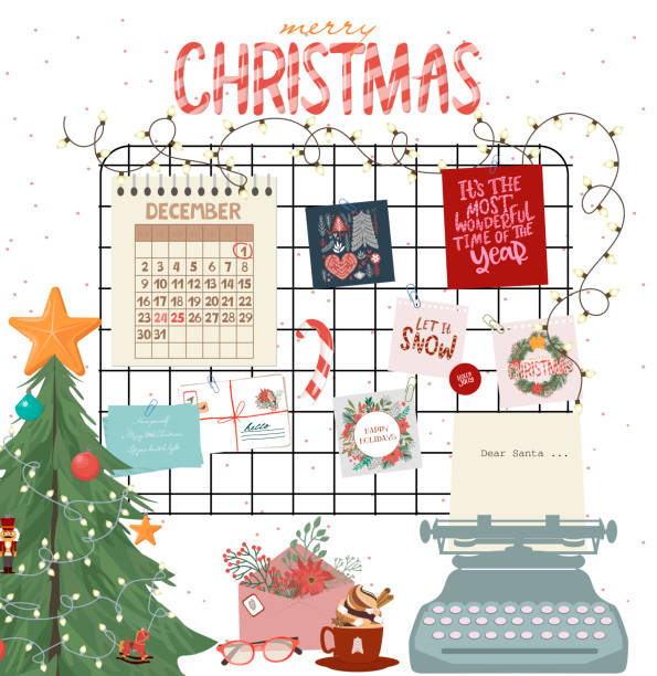 świąteczna tablica nastroju - christmas holiday vacations candy cane stock illustrations