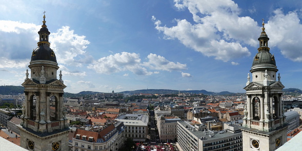 Budapest, Hungary, September 14th 2019. - Panoramic view from the top of the St. Stephen's Basilica in Budapest, Hungary