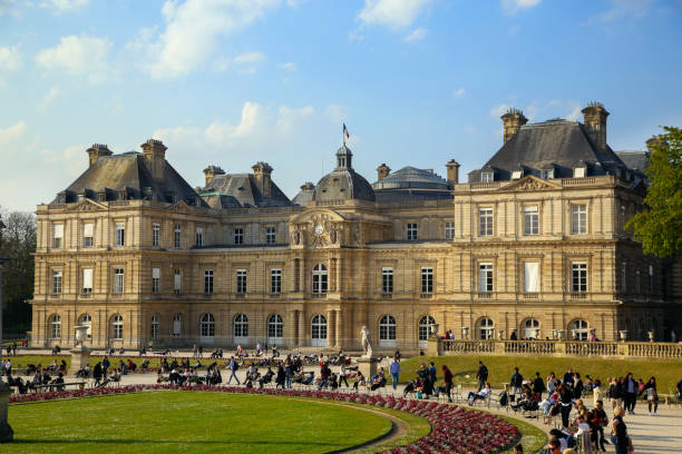 The Luxembourg Palace in Paris The Luxembourg Palace (French: Palais du Luxembourg) was originally built from 1615 to 1645 to the designs of the French architect Salomon de Brosse to be the royal residence of the regent Marie de' Medici, mother of Louis XIII of France. Since 1958 it has been the seat of the Senate of the Fifth Republic. luxembourg paris stock pictures, royalty-free photos & images