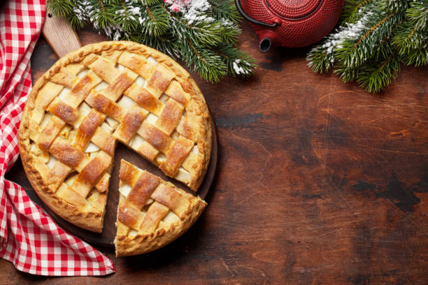 istock Christmas holiday greeting card with apple pie 1179522203