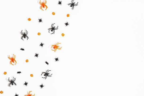 istock Halloween decorations on white background. Halloween concept. Flat lay, top view, copy space 1179523074