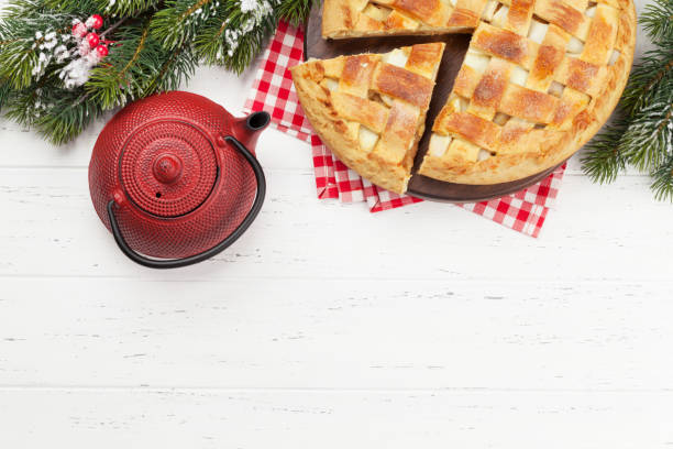 istock Christmas holiday greeting card with apple pie 1179523293