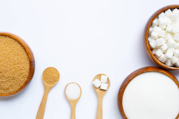 istock Various types of sugar on white background. 1179523473