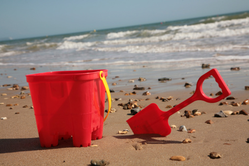 bucket and spade on the beach