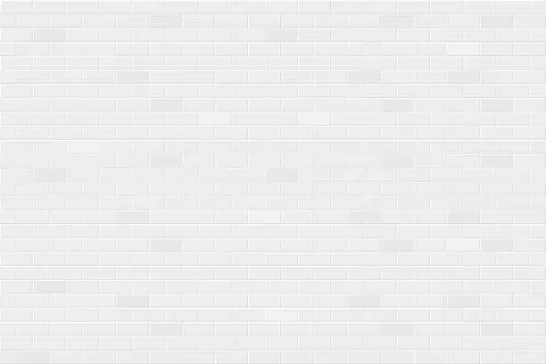 Vector illustration of Brick wall, white collor. Vector illustration in flat design