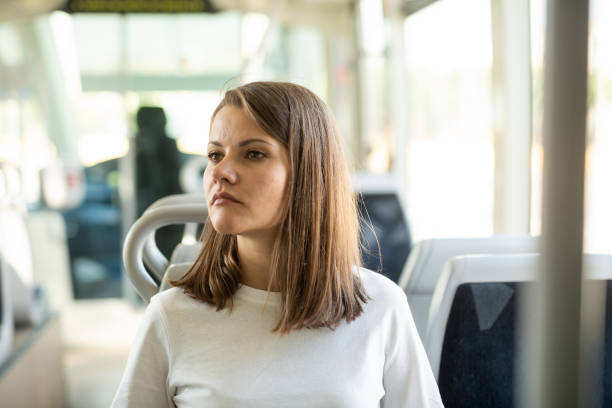 istock Female traveling in bus 1179527367