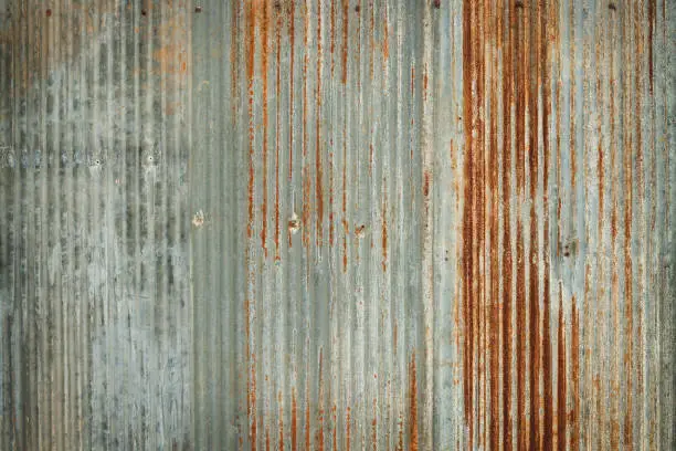 Photo of Old zinc wall texture background, rusty on galvanized metal panel sheeting.