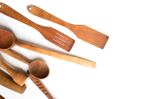 istock Kitchenware set of wooden spoon and fork on white background. 1179528329