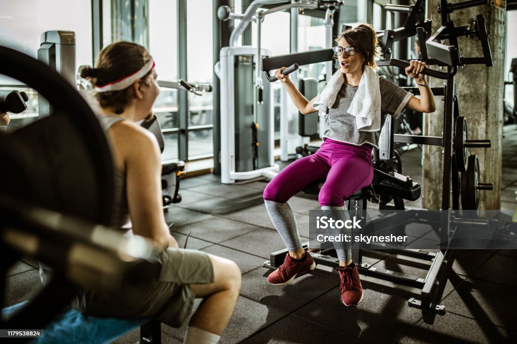Funny People Having Sports Training In A Gym Stock Photo - Download Image  Now - Active Lifestyle, Adult, Adults Only - iStock