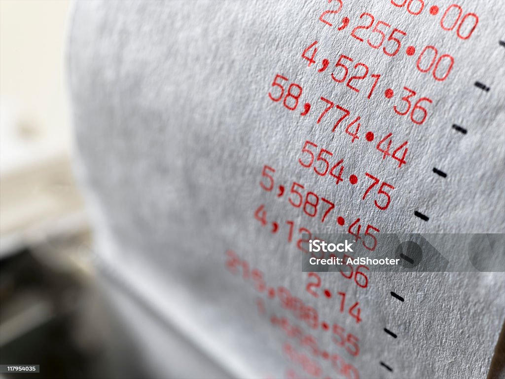 Calculator Tape  Currency Stock Photo