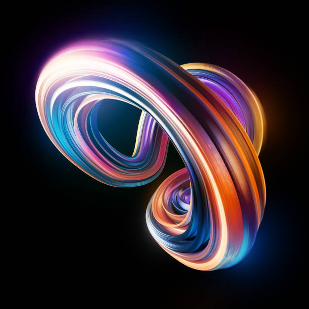 Abstract Curved And Twisted Shape 3d Render Isolated On Black Background  Stock Photo - Download Image Now - iStock