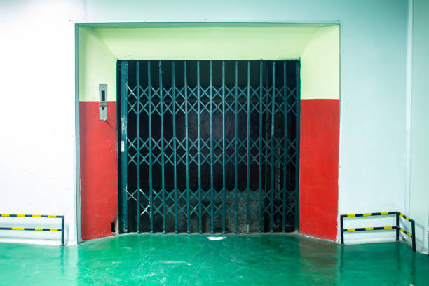 The old abandoned doors of elevator in building
