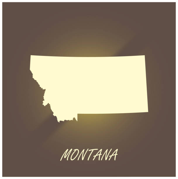 illustrations, cliparts, dessins animés et icônes de montana map vector outline cartographie noir et blanc illuminé grunge illustration - montana map usa old