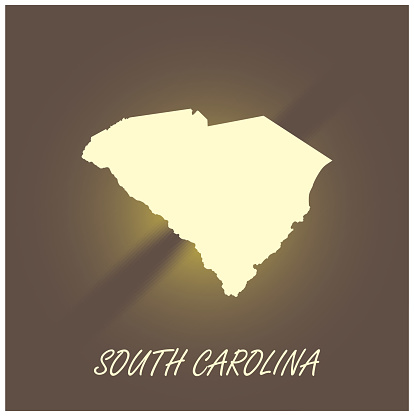 South Carolina map vector outline cartography black and white illuminated grunge background illustration