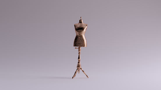 Bronze Judy Dressmakers Dress Form  Mannequin Front View 3d illustration 3d render