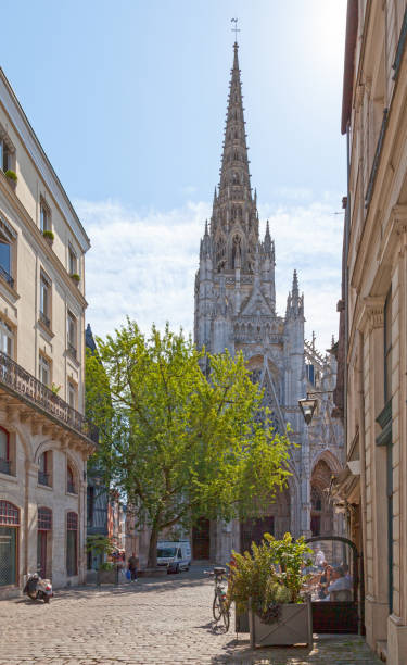 Rouen, France - July 21 2017: The Church of Saint-Maclou (French: Église Saint-Maclou) is a Roman Catholic church which is considered one of the best examples of the Flamboyant style of Gothic architecture in France.