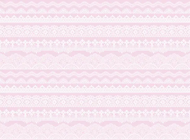 Vector illustration of light purple background of lace trims.