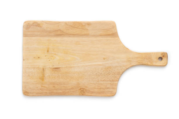 istock Top view Wooden cutting board isolated on a white background 1179560911
