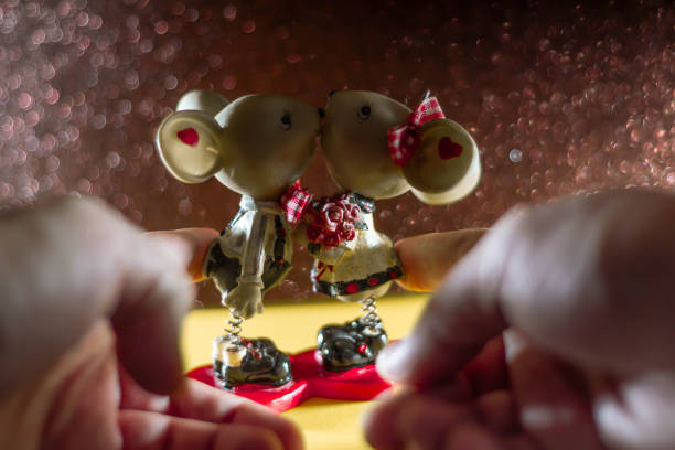 Christmas mouse figure on a shiny background