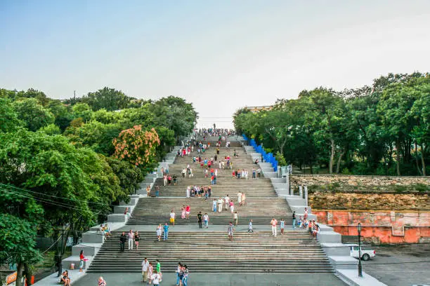 View of the famous Potemkin Stairs in Odessa, Ukraine
