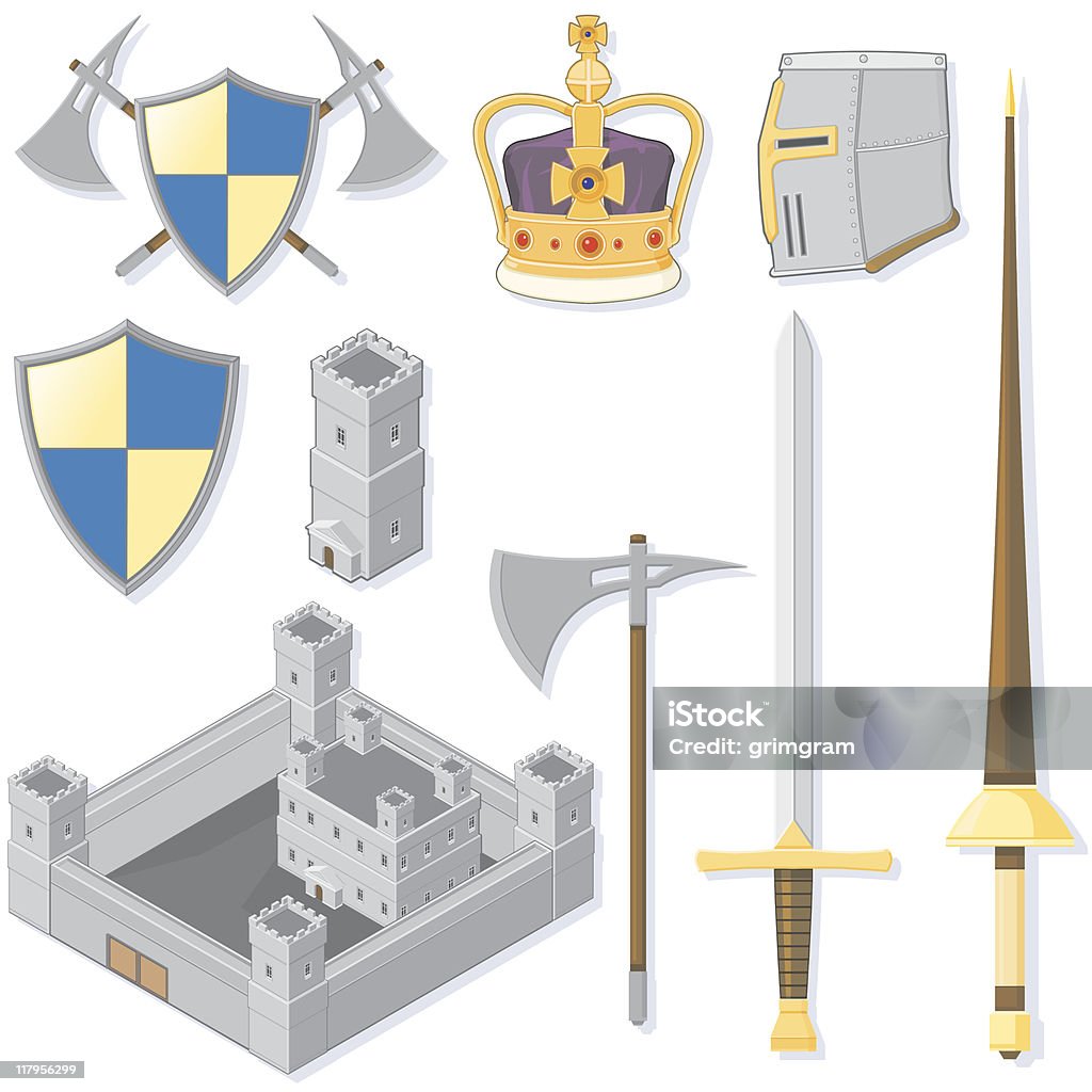 Medieval Weapons A vector illustration of a Medieval weapon Icon Set Jousting stock vector