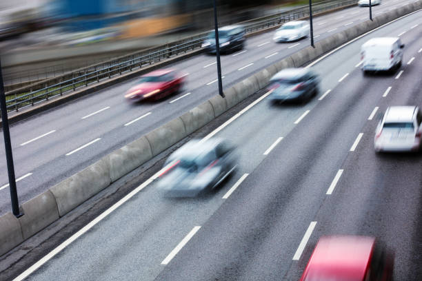 cars on the freeway at high speed