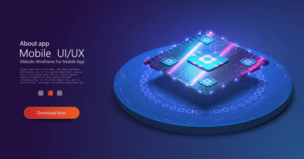 ilustrações de stock, clip art, desenhos animados e ícones de futuristic cpu. quantum processor. ai - artificial intelligence concept cpu. machine learning. central computer processors on the circuit board with luminous tracks. isometric vector illustration - computer chip circuit board isometric computer